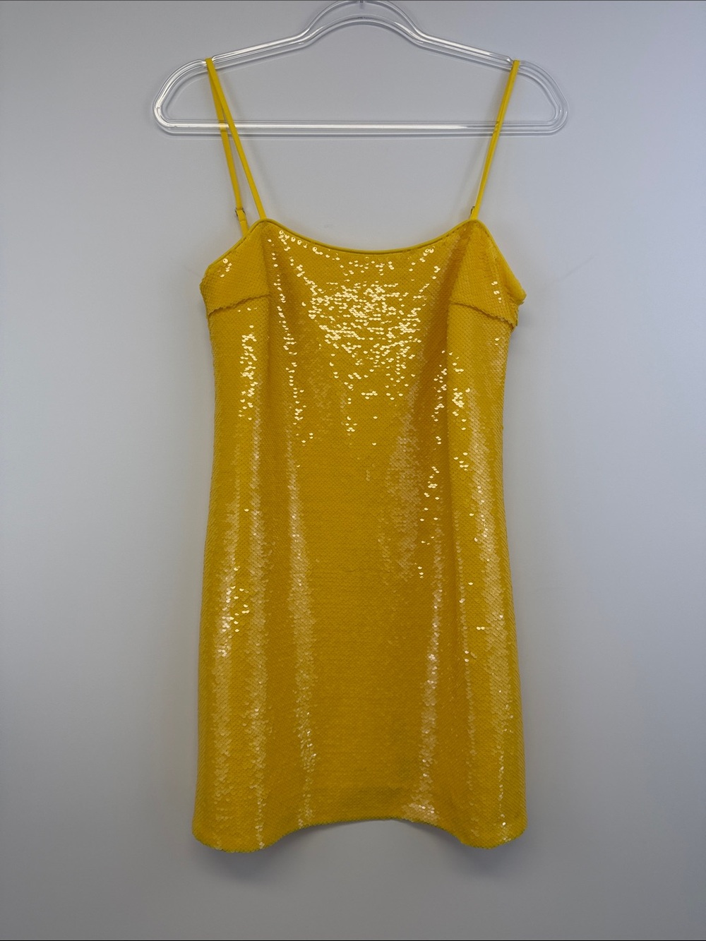 Susana Monaco Glow Up Yellow Sequin Strappy Mini Dress Size 4 - Picture 2 of 8